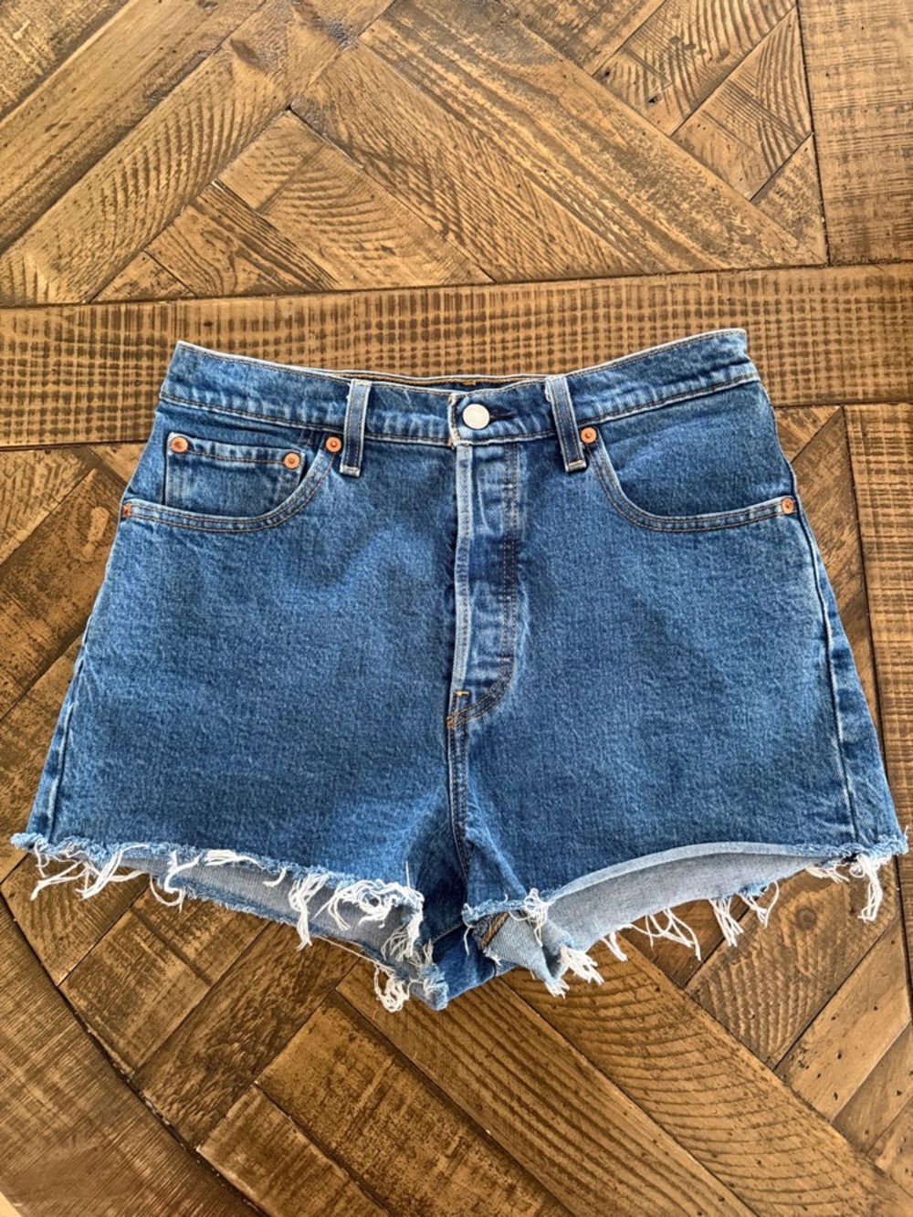 Levi's Ribcage Shorts Medium Blue Denim
